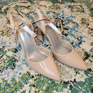 NWT Worthington Works Nude Business High Strappy Pointed‎ Heels, Size 10